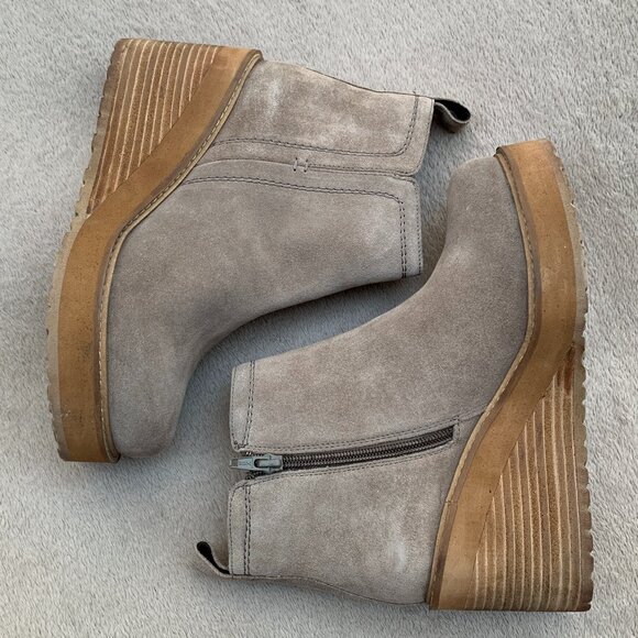 Diba True Comet Ride Circle It Suede Wedge Platform Booties Sz 7.5 NWT - Picture 9 of 16